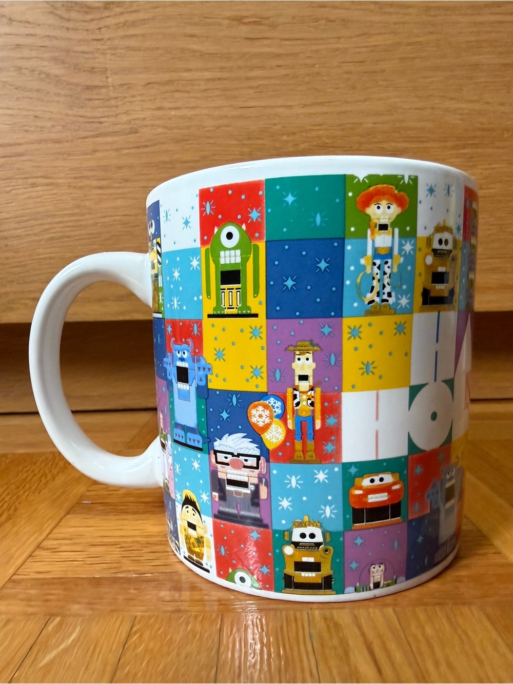 Disney Pixar Happy Holidays Multicolor Character Patchwork Mug